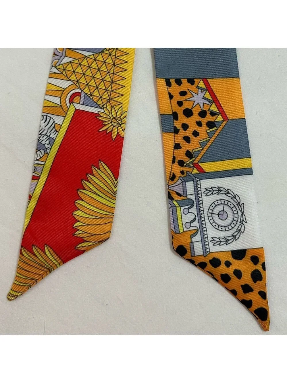 ORANGE LEOPARD CHEETAH PRINT SKINNY SCARF BAG HANDLE WRAP TIE PURSE HAIR RIBBON